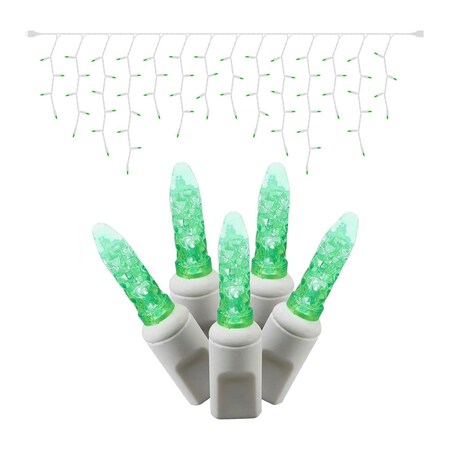 Vickerman White Wire M5 9 ft. Long Icicle Light Set with Green LED Lights X6W3104